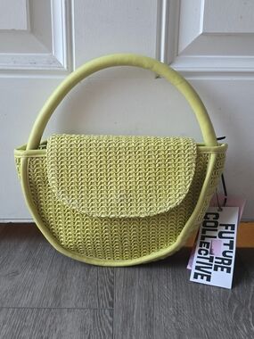Future Collective Lime Green Woven Top Handle Bag NWT Statement Purse